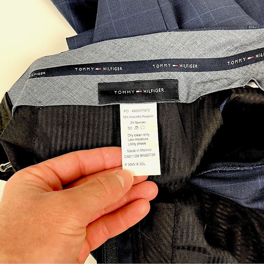 Tommy Hilfiger Navy Dress Pants w/Light Blue Checkered Pattern 30x32 - Picture 6 of 6